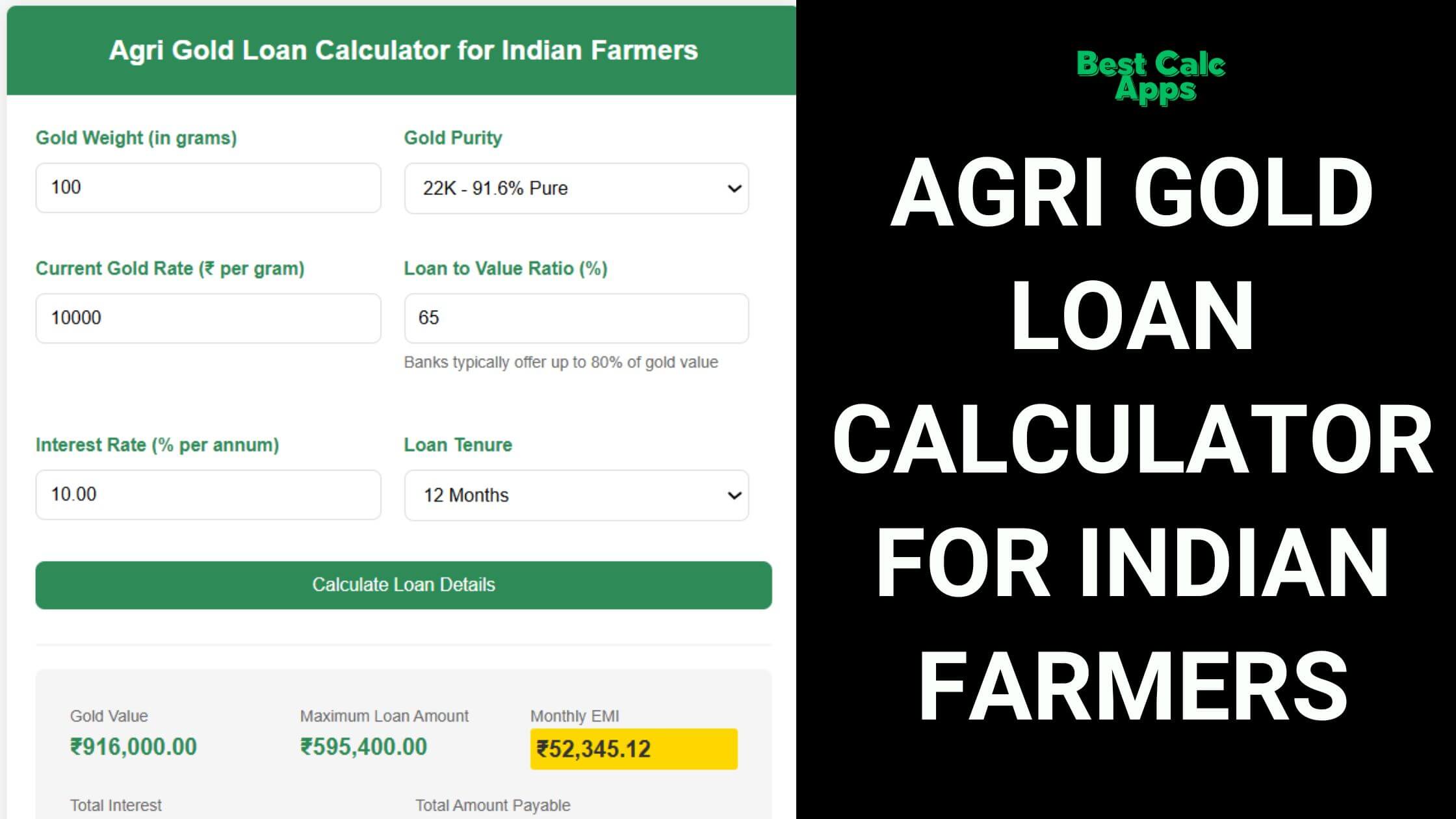 agri gold loan calculator for Indian farmers